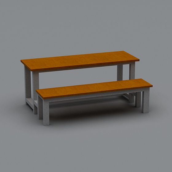 Urban Bench and Table Set 3D model
