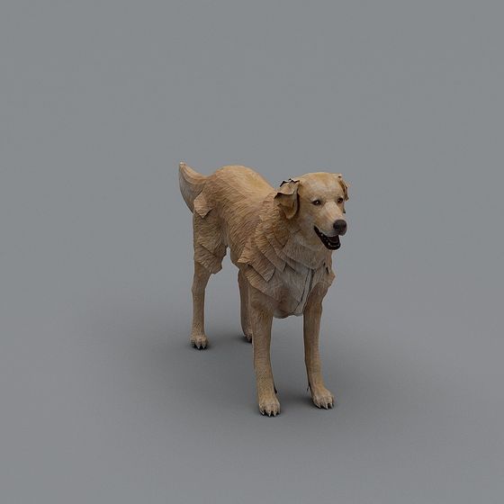 Realistic Low-Poly Golden Retriever 3D model