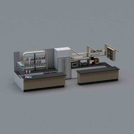Minimalist 3D Bar Counter Model Design