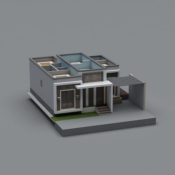 Unique Modern Low-Poly Building 3D Model