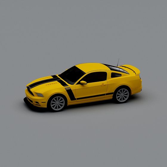 Vibrant Yellow Ford Mustang Low-Poly 3D Model