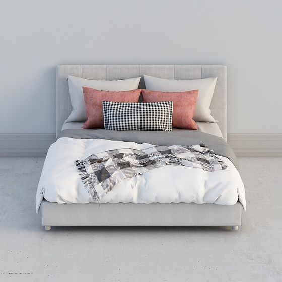 Elegant Low-Poly Bed Design 3D model