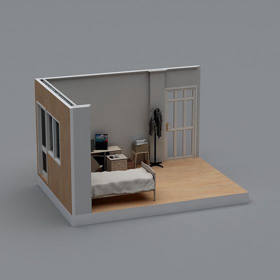 Modern Minimalist Bedroom 3D model