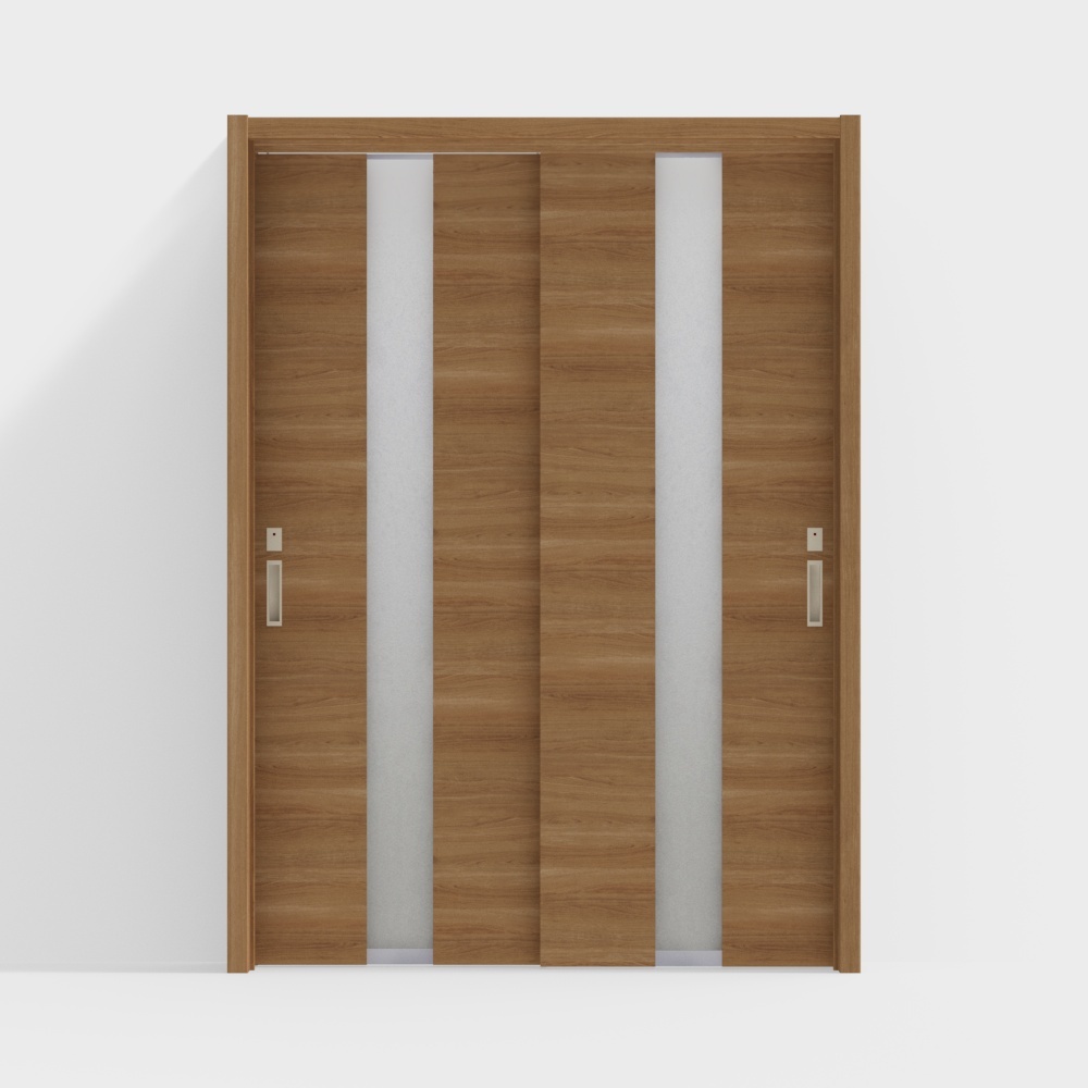 LIXIL wooden door - interior door - LGM double sliding door - DY clear tea cherry wood color