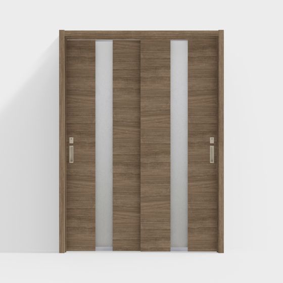 Wood Grain Double Door 3D model