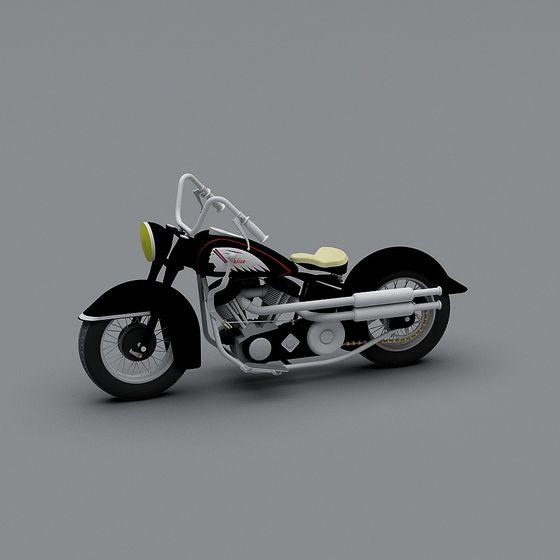 Retro Motorcycle 3D model with Detailing