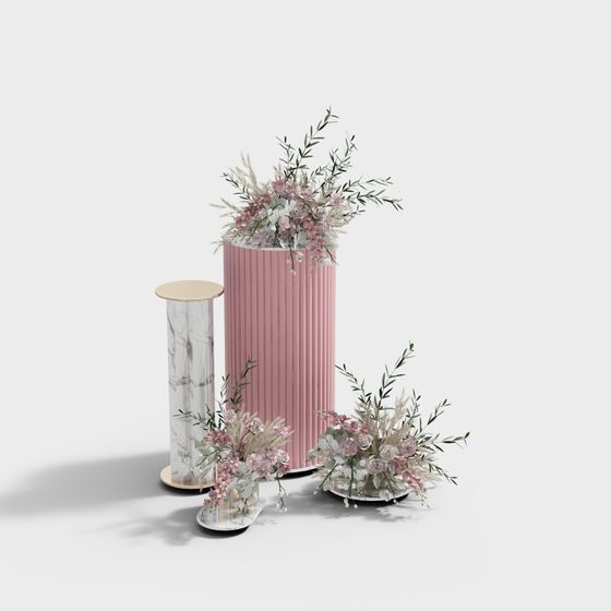 Elegant Pink Cylinder Vase 3D model