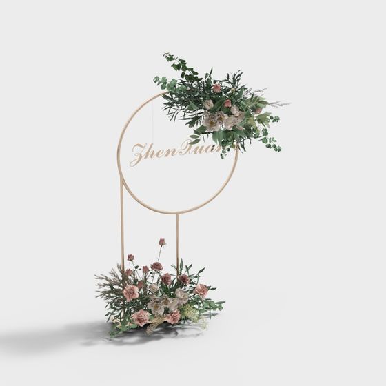 Floral Hoop Low-Poly 3D Model for Creative Projects