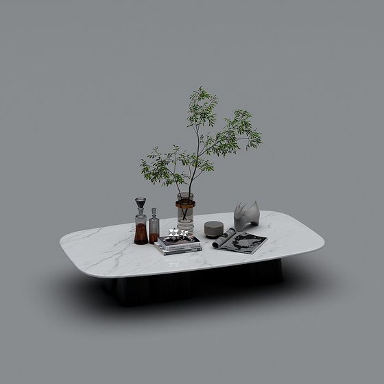Sleek Marble Coffee Table 3D model