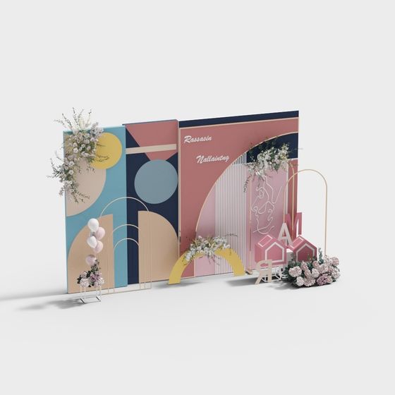 Abstract Geometric Wedding Arch 3D model