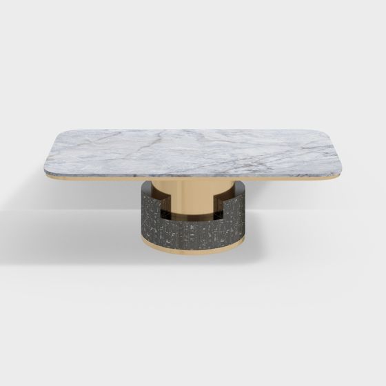 Urban Light Coffee Table 3D Model – Marble and Metal Design