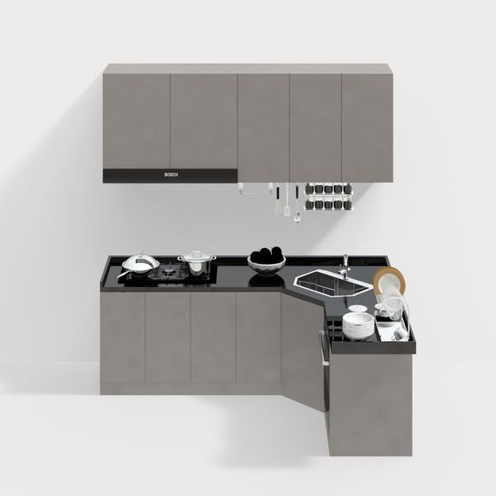 Stylish Kitchen Cabinet 3D Model