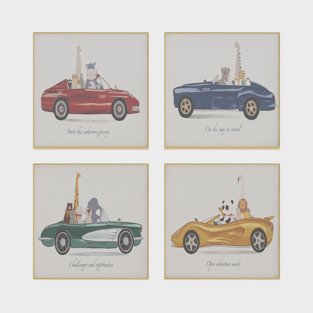 Cute American Car Decoration Painting 3D Model