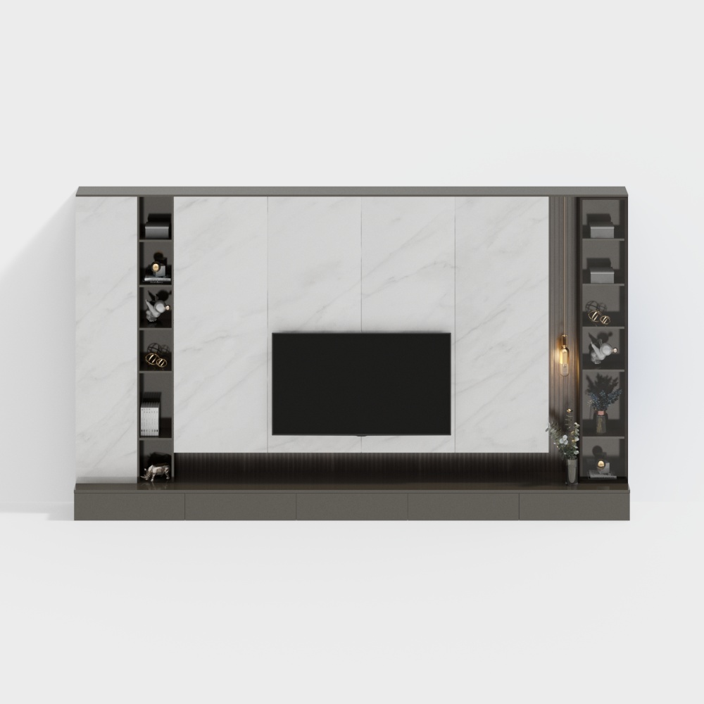 Light luxury rock slab TV background wall