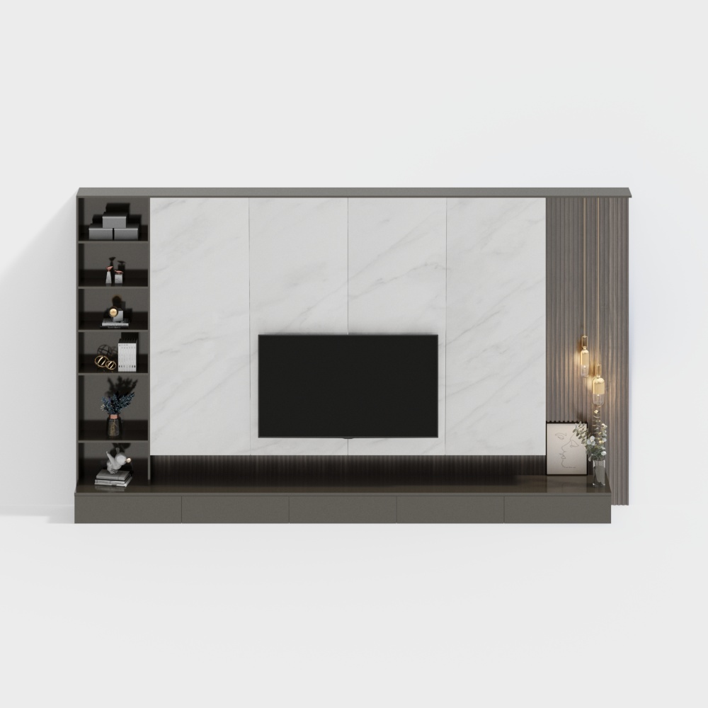 Light luxury rock slab TV background wall