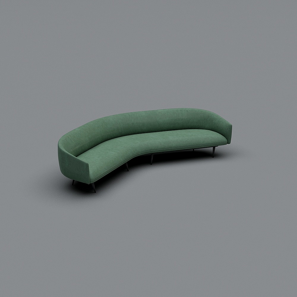 Elegant Curved 3D Sofa Model for Modern Interiors
