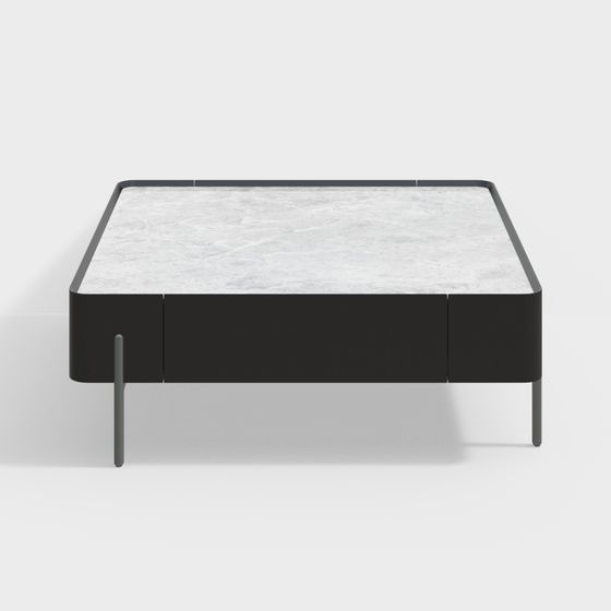 Urban Square Coffee Table 3D Model – Low-Poly Marble Design