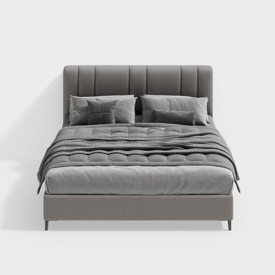 Elegant Low-Poly Bed 3D model for Modern Interiors