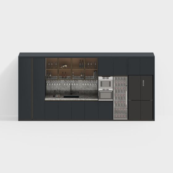 Modern Low-Poly Bar Cabinet 3D model