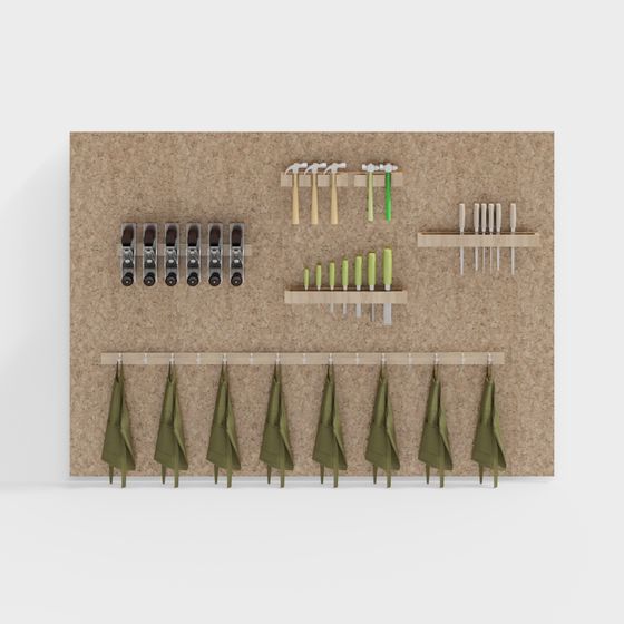 Stylish Tool Wall 3D model for Creative Spaces