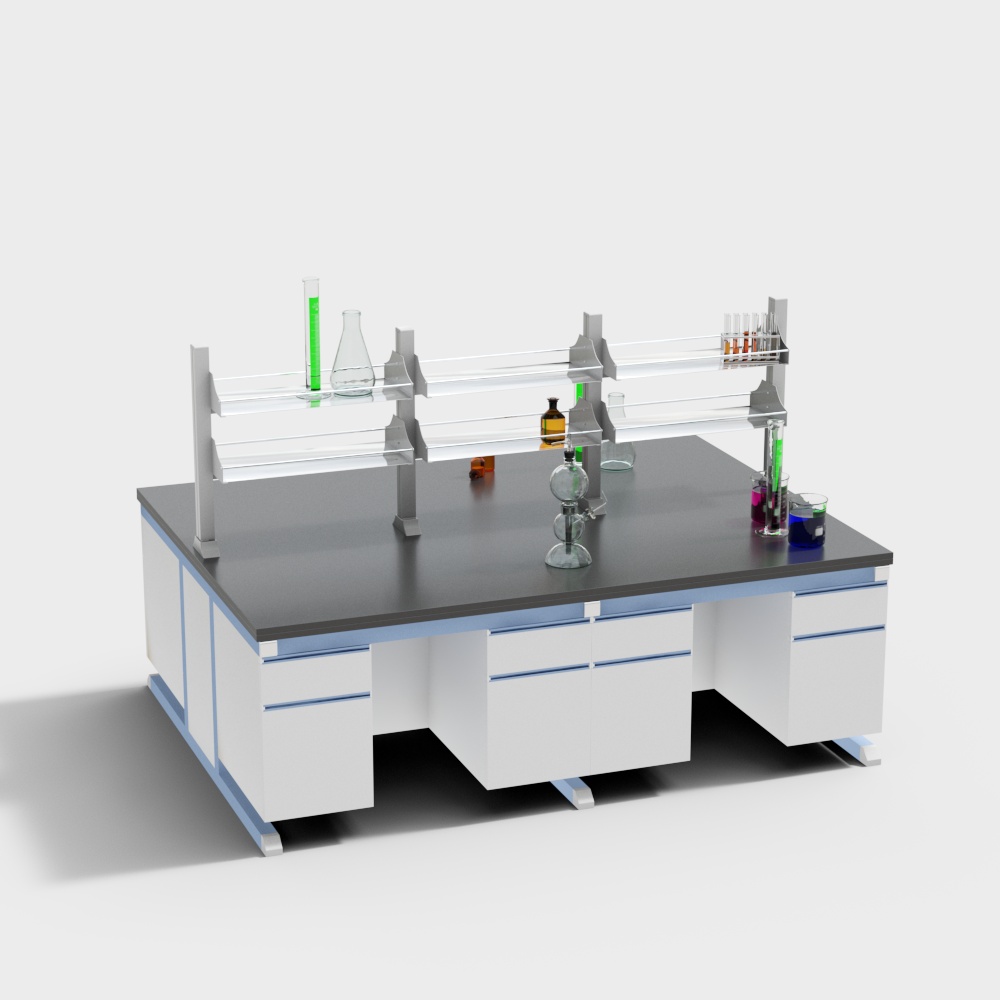 Realistic Low-Polygon 3D Laboratory Table Model