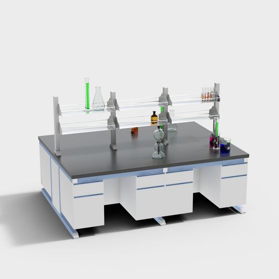 Realistic Low-Polygon 3D Laboratory Table Model