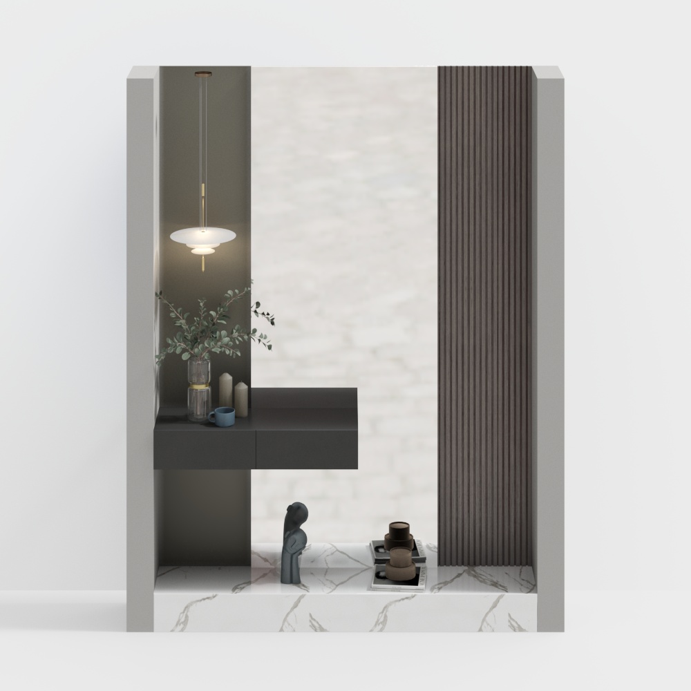 Light luxury entrance wooden background wall