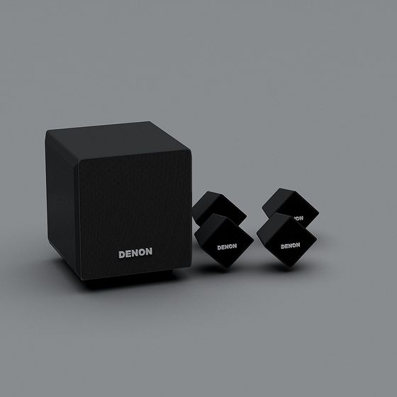 Denon Speaker System 3D Model in Low-Poly Design