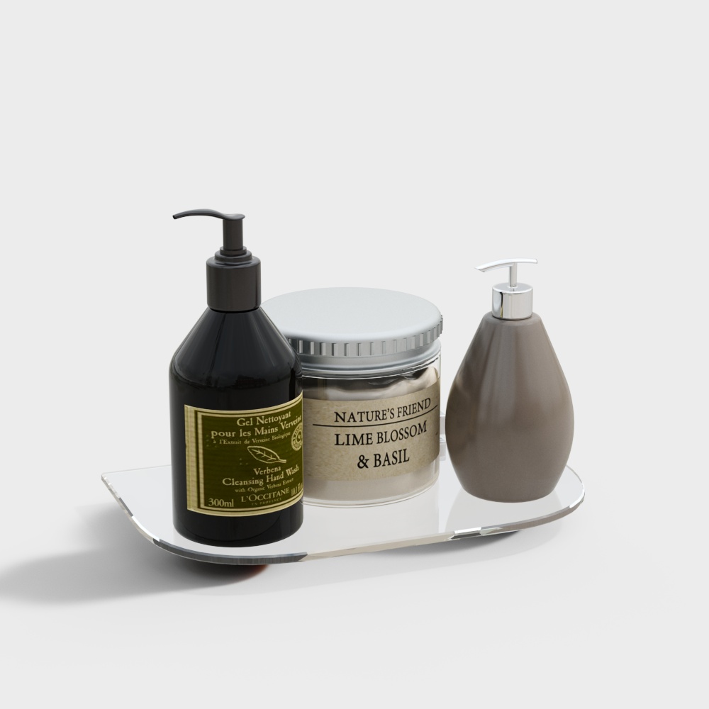 Elegant Natural Harmony Liquid Soap Dispenser Set 3D model