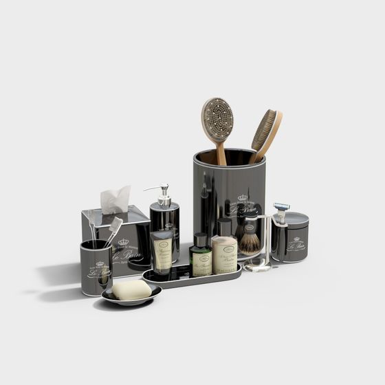 Elegant Bathroom Accessory Set 3D model for Modern Spaces