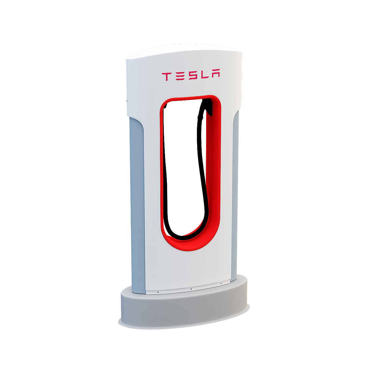 Tesla Charging Station 3D Model – Sleek Metallic Design