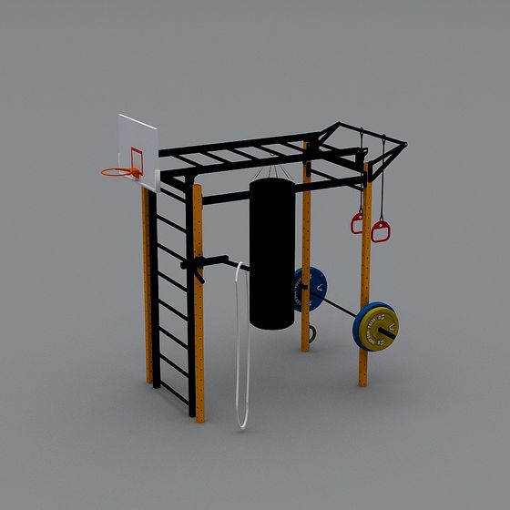 Vibrant Low-Polygon Fitness Equipment 3D model