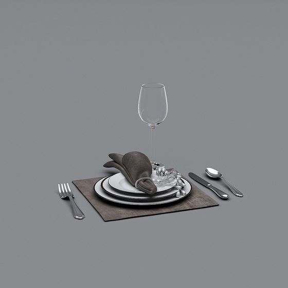 Elegant Dining Table Setting 3D model