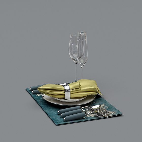 Elegant Dining Table Setup 3D model