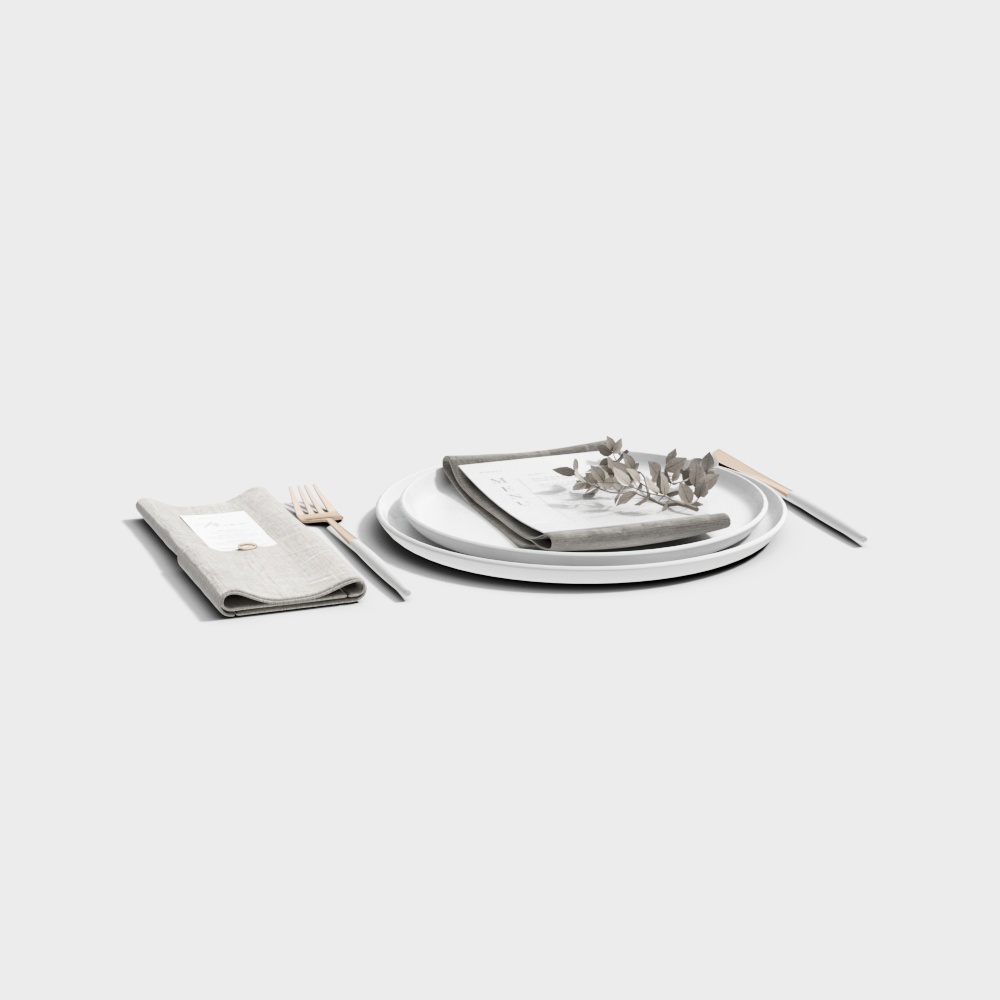 Elegant Dining Table Setup 3D Model – Low-Poly Dining Scene