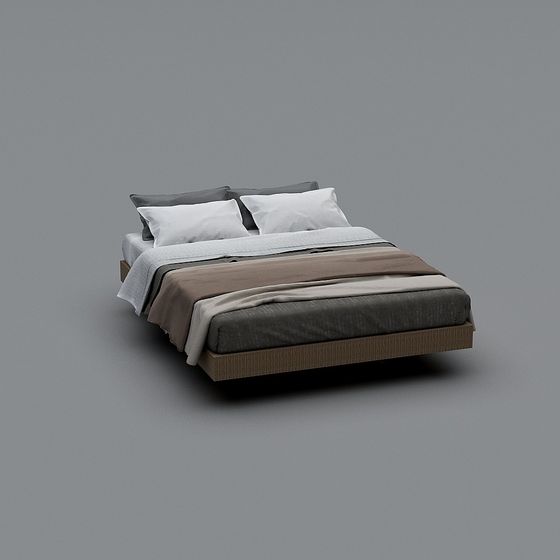 Elegant Low-Poly Bed 3D model for Modern Interiors