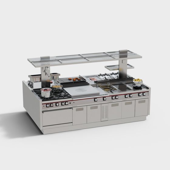 Stylish Professional Kitchen 3D model with Low Polygon Design