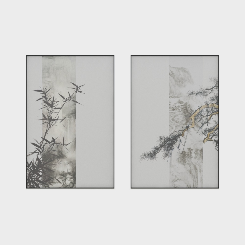 Le Bond Painting - New Chinese Welcome Pine Ink Decoration Painting - 965-1