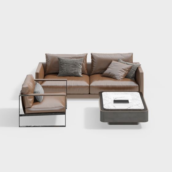 Modern Minimalist 3D Sofa Set Model