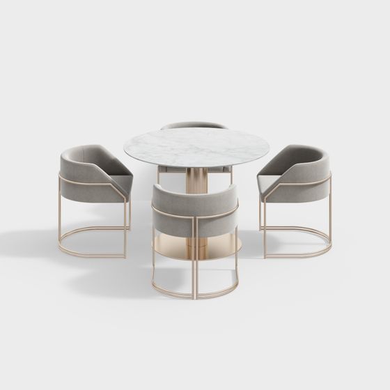 Urban Living Room Dining Table and Chair Set 3D model