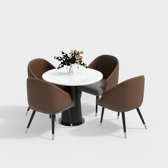 Urban Coffee Table and Chairs Set 3D model