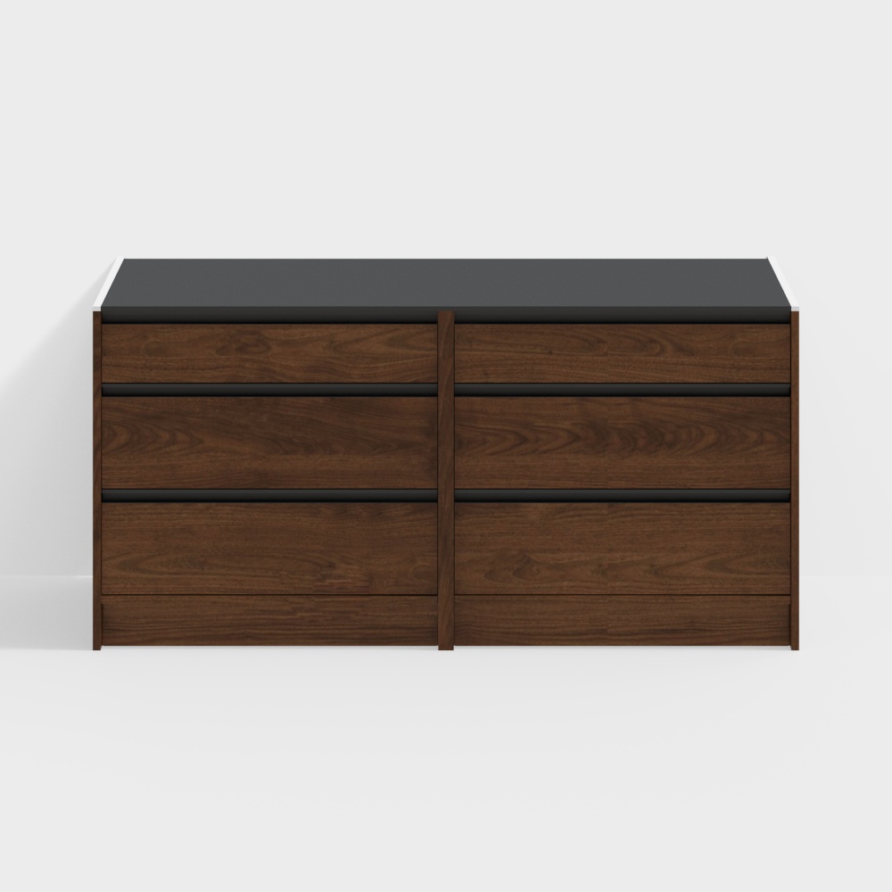 Glückliche Sideboard- Basis Schrank - 1800 Modelle (Schublade + Kommode) - Schwarzes Walnussholz