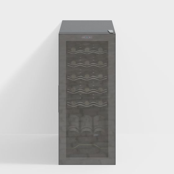 Elegant Low-Poly Wine Cabinet 3D model