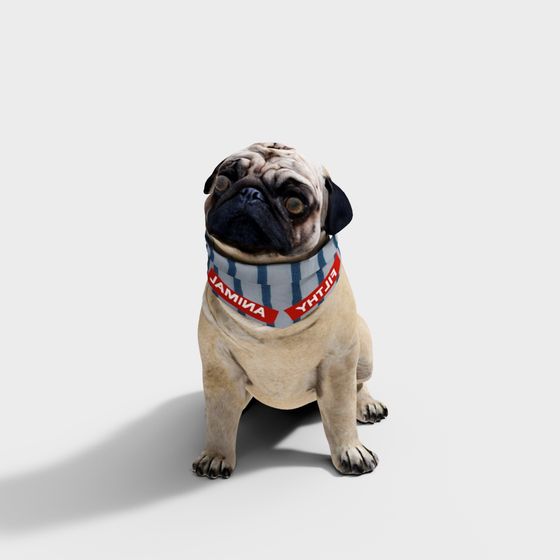 Adorable Pug 3D Model for Creative Projects