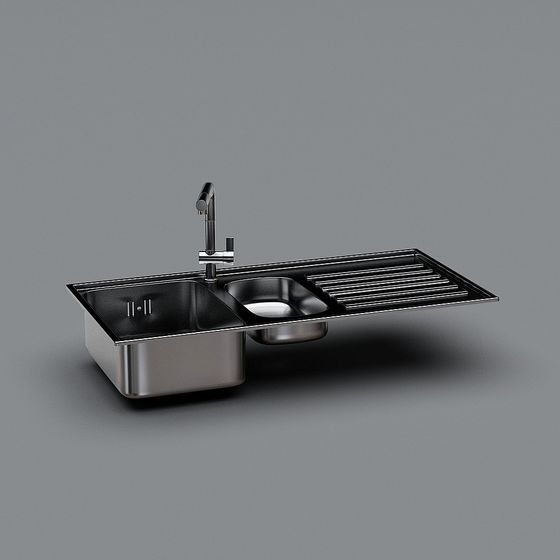 High-Detail Low-Poly Kitchen Sink 3D model