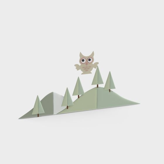 Charming Low-Poly Owl in Serene Forest 3D model