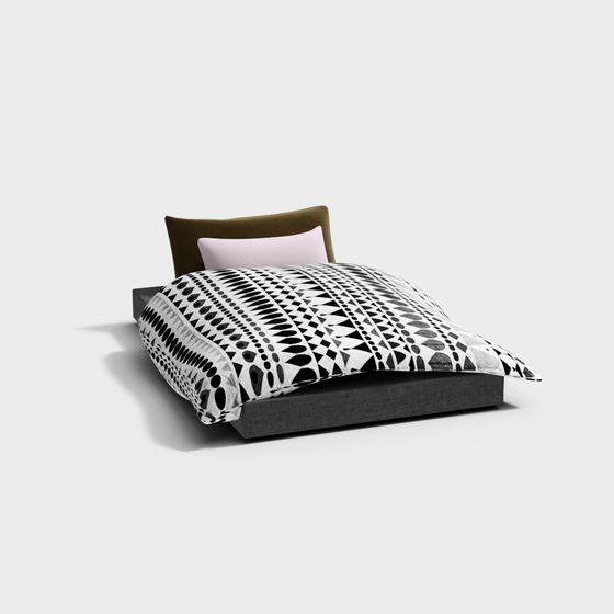 Stylish Low-Polygon Bed 3D model