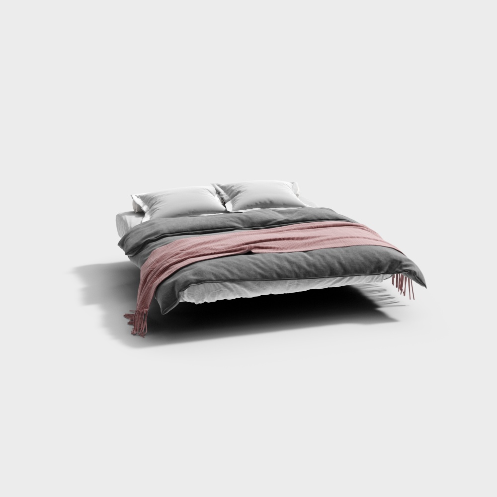 Elegant Low-Poly Bed 3D Model – Cozy Modern Design
