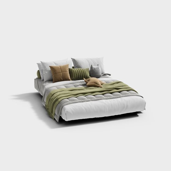 Elegant Low-Poly Bed 3D Model for Modern Interiors