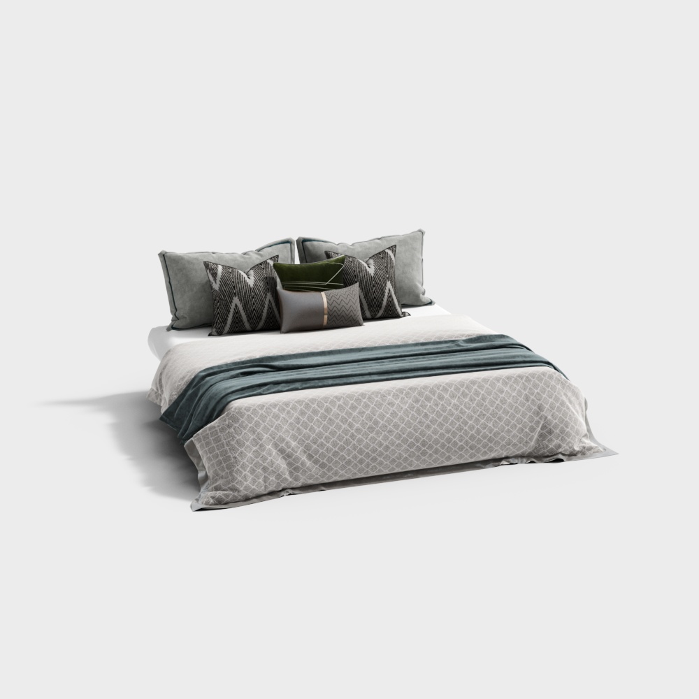 Elegant Low-Poly Bed 3D model for Modern Interiors